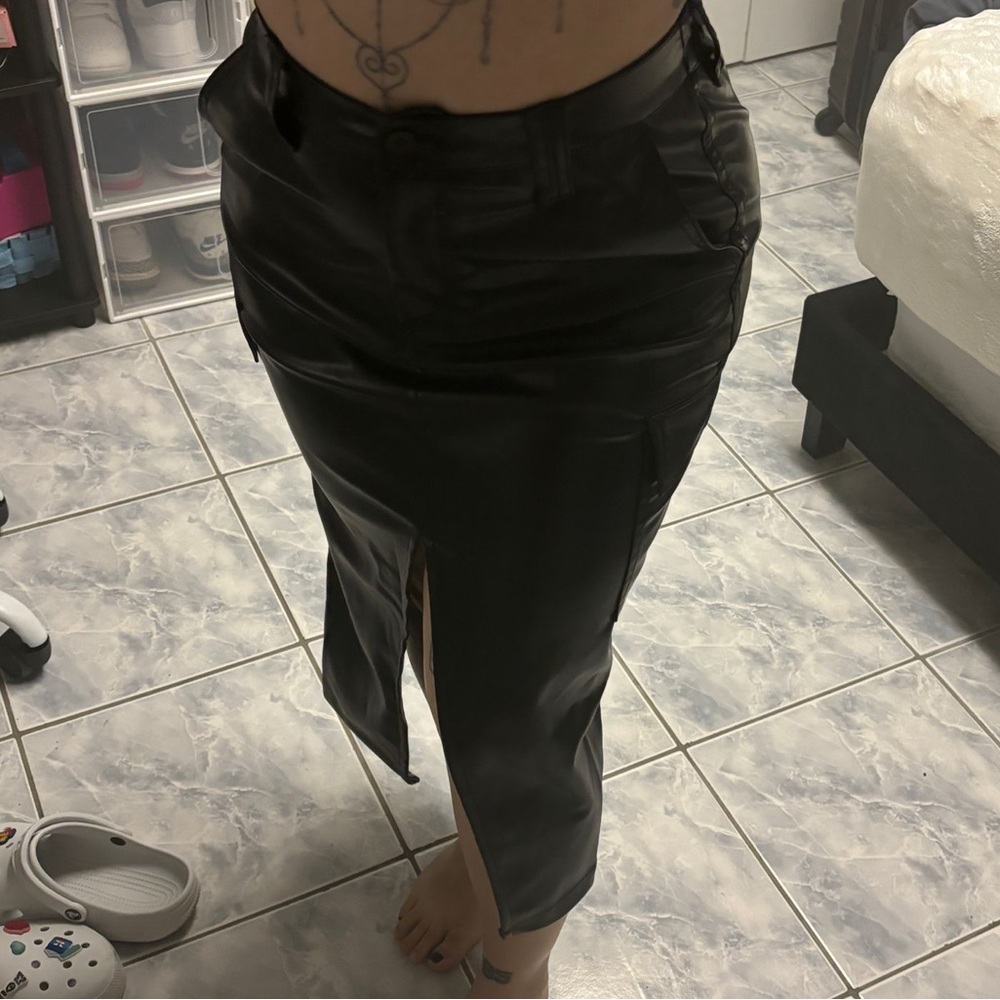 Black leather skirt